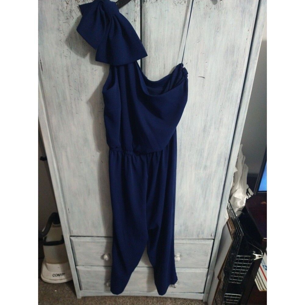 Amanda Uprichard Bow One Sleeve Jumpsuit Blue Md Boho Feminine Classic City